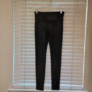 Spanx Leggings Womens Size Large Black Foil Shimmer Stretch Shapewear Tight 2437